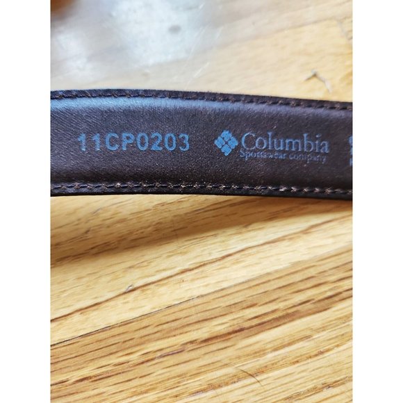 COLUMBIA Brown Leather Men's Dress Belt Size 40 x 1.25" Wide w/Brass Buckle - Picture 6 of 8